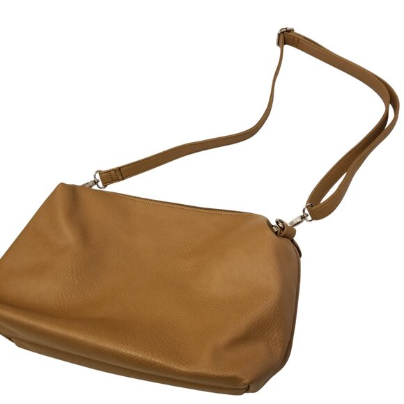Brown/Tan Slouchy Hobo Crossbody Side Bag Purse Adjustable Straps Medium - Picture 1 of 13